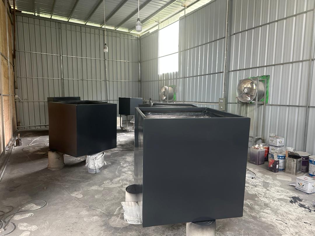 Large fiberglass flower box for landscaping
